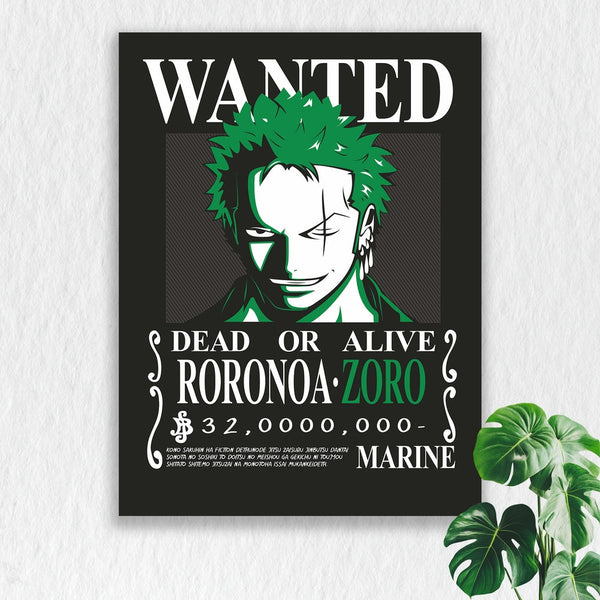 Self Adhesive Textured Vinyl Poster Wanted Poster Roronoa Zoro One Piece