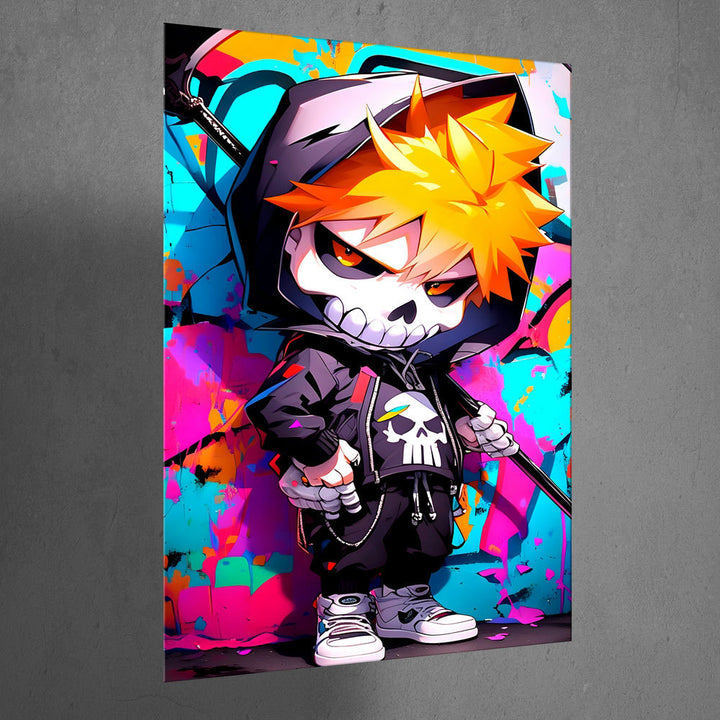 Metal Poster - Anime Chibi Skull