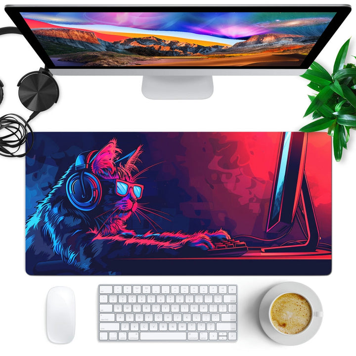 Anti-Slip Desk Mat Gaming Mouse Pad - Cyber Cat