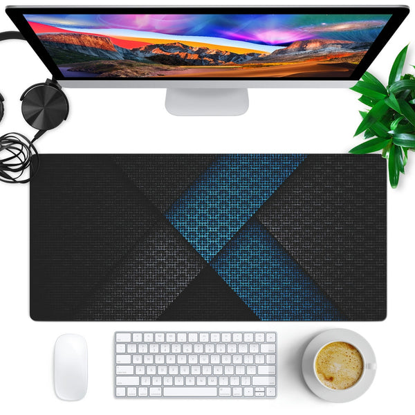 Anti-Slip Desk Mat Gaming Mouse Pad - Abstract Blue and Black Geometric