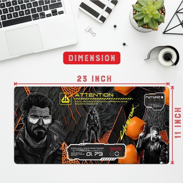 Anti-Slip Desk Mat Gaming Mouse Pad - Cyberpunk Digital Enforcer