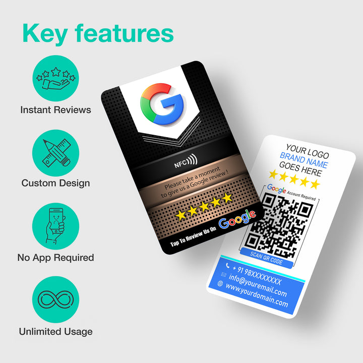 Google Review Card Modern Black-Gold