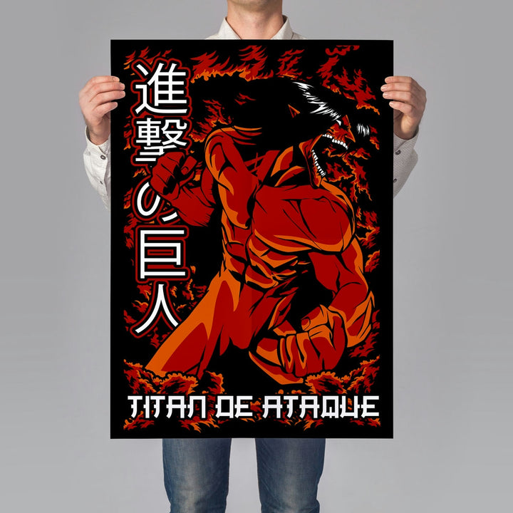 Self Adhesive Textured Vinyl Poster Attack on Titan Colossal Threat