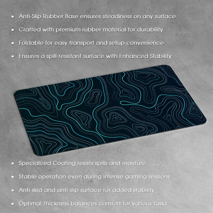 Anti-Slip Desk Mat Gaming Mouse Pad - Abstract Topographic Design