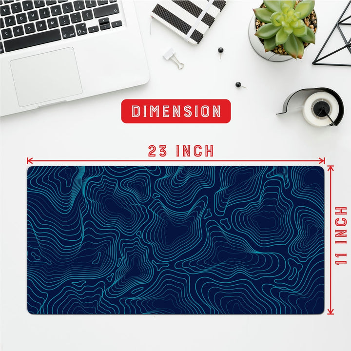 Anti-Slip Desk Mat Gaming Mouse Pad - Dark Blue Contour Line