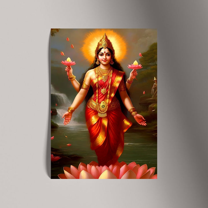 Self Adhesive Textured Vinyl Poster Goddess Lakshmi in Glory