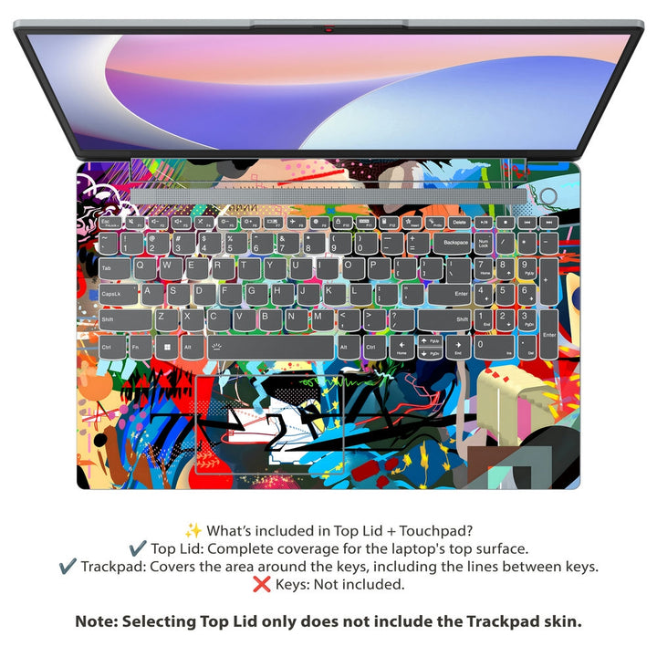 Lenovo Laptop Skin - Multicolour Graffiti Art