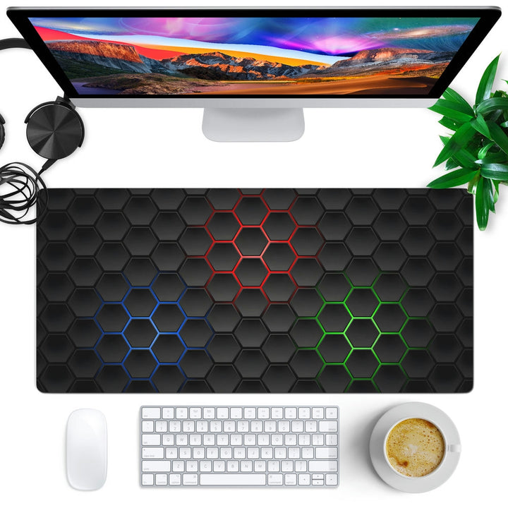 Anti-Slip Desk Mat Gaming Mouse Pad - Hexa Glow