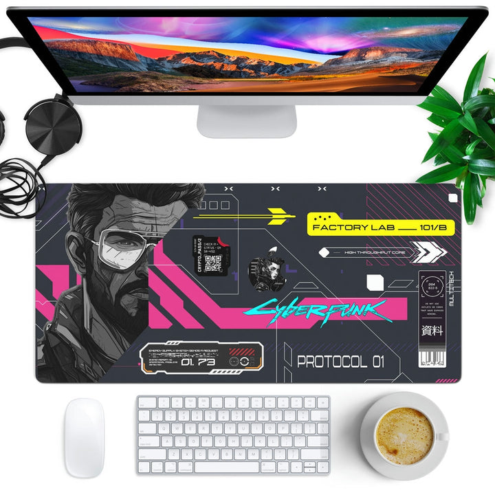 Anti-Slip Desk Mat Gaming Mouse Pad - Cyberpunk Neon Nexus