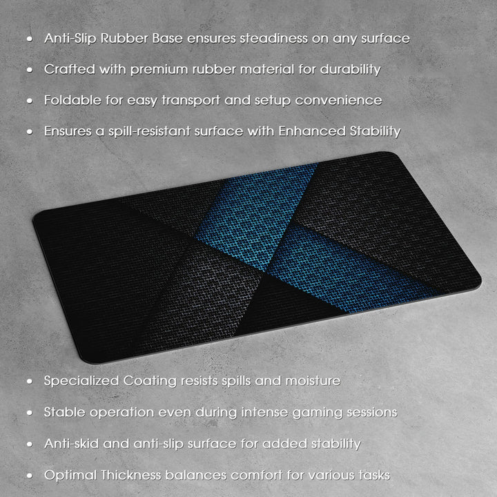 Anti-Slip Desk Mat Gaming Mouse Pad - Abstract Blue and Black Geometric