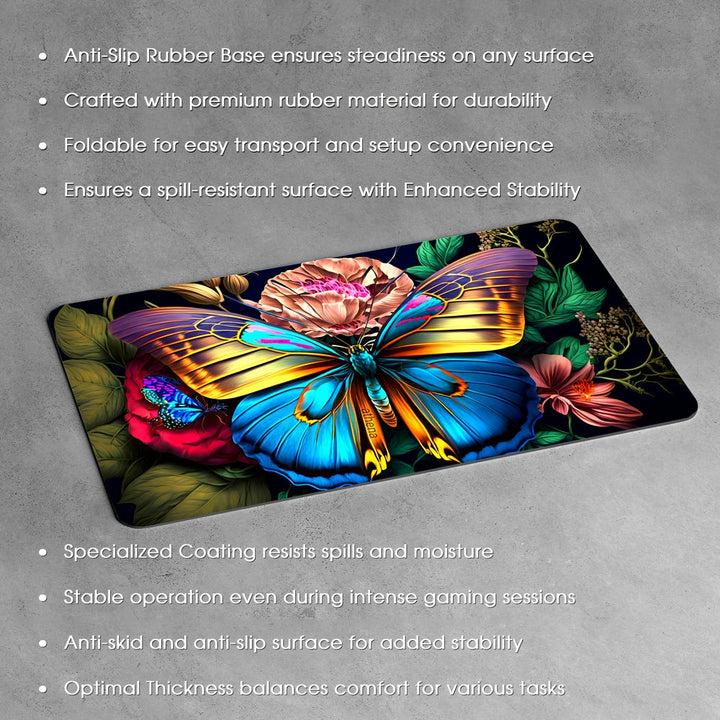 Anti-Slip Desk Mat Gaming Mouse Pad - Butterfly on a Flower