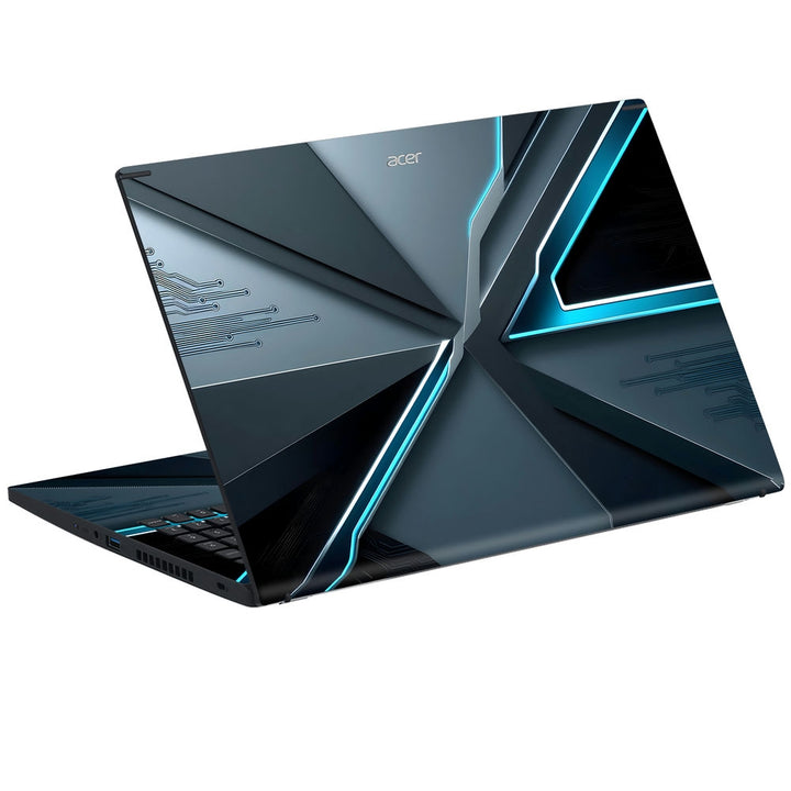 Acer Laptop Skin - Minimalist Gray and Blue Tech Abstract