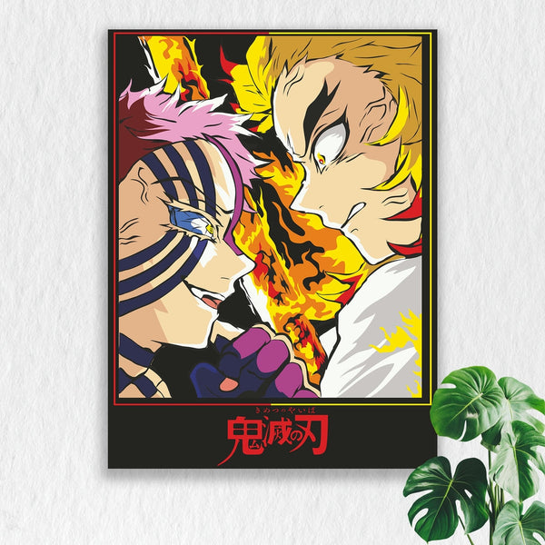 Self Adhesive Textured Vinyl Poster Tanjiro Kamado & Rengoku Demon Slayer