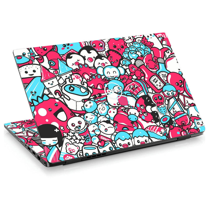 Dell Laptop Skin - Red Blue Faces