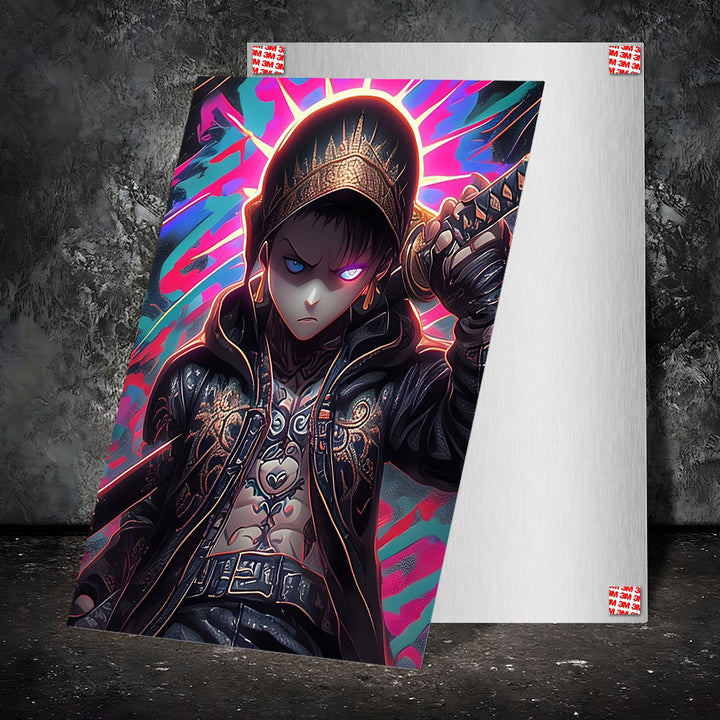 Metal Poster - Anime Golden Hoodie