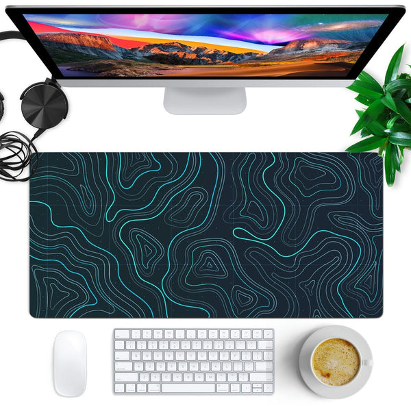 Anti-Slip Desk Mat Gaming Mouse Pad - Abstract Topographic Design