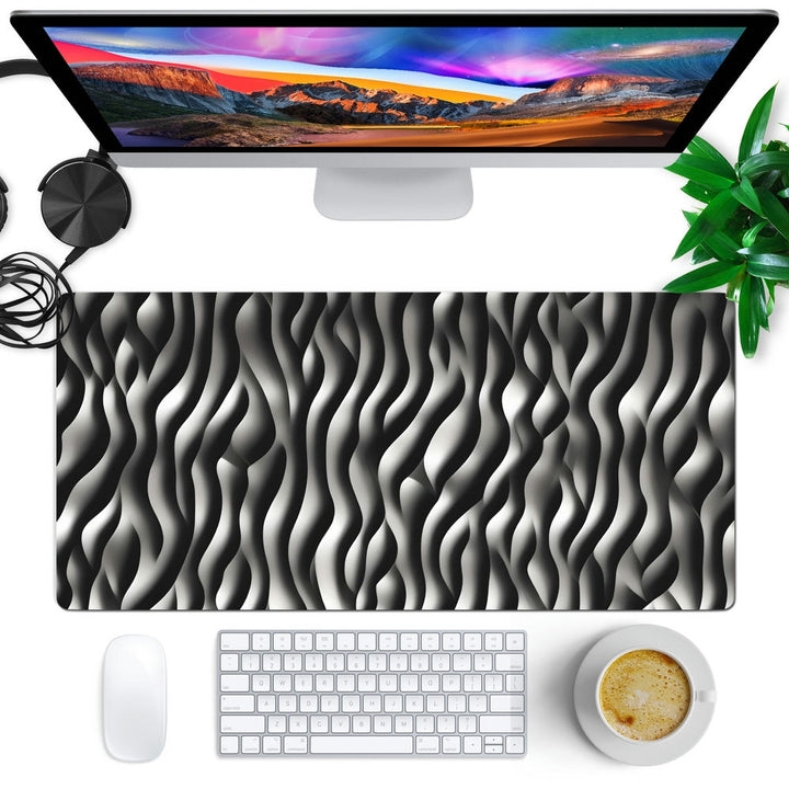 Anti-Slip Desk Mat Gaming Mouse Pad - Black and White 3D Topography