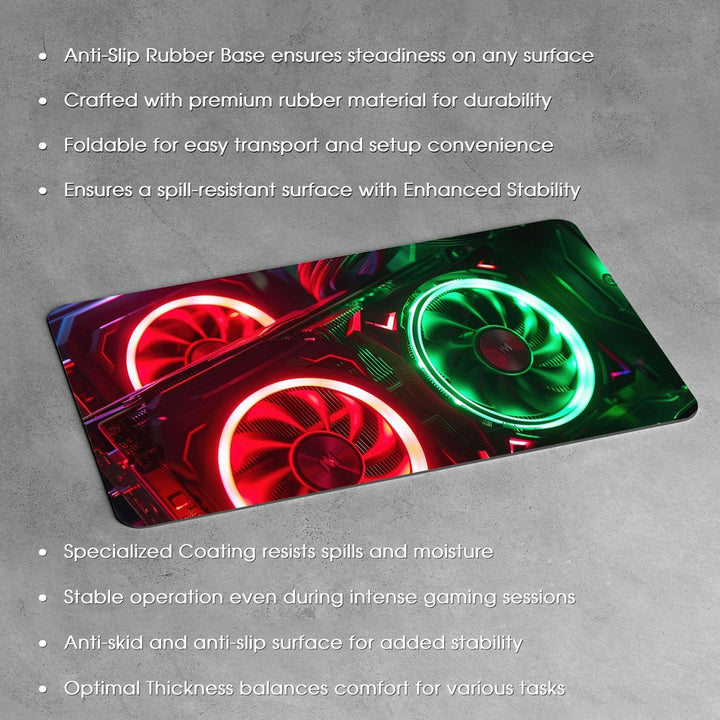 Anti-Slip Desk Mat Gaming Mouse Pad - RGB Engine Fans