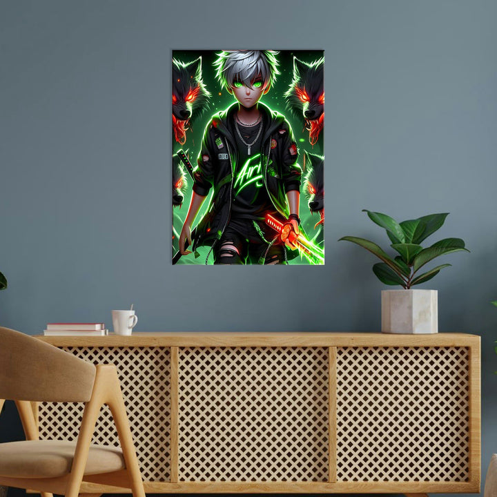 Metal Poster - Anime Green Aura Kid