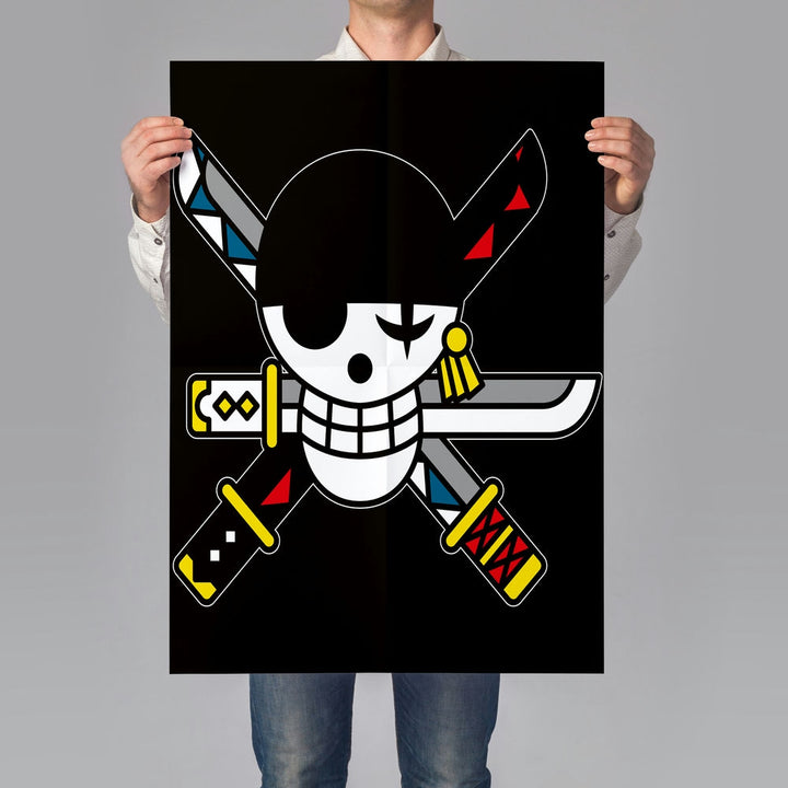 Self Adhesive Textured Vinyl Poster One Piece Skull Swords Brotherhood