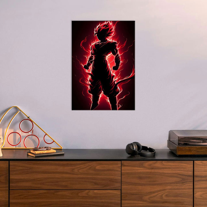 Metal Poster - Anime Goku Red