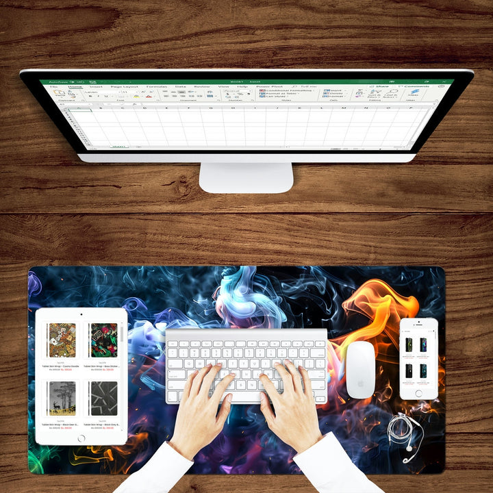 Anti-Slip Desk Mat Gaming Mouse Pad - Cosmic Flames