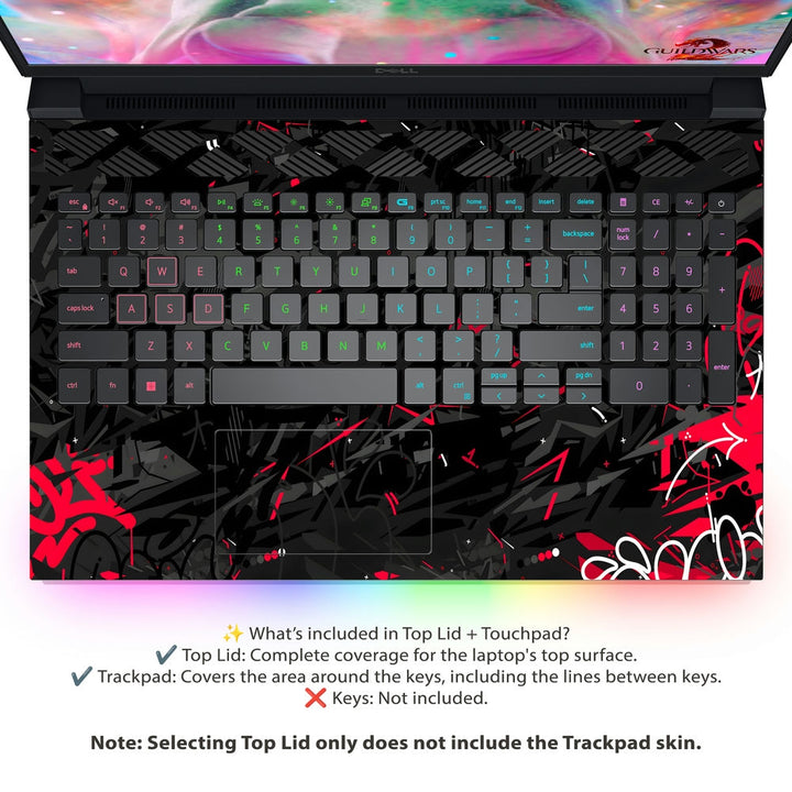 Dell Laptop Skin - Black Red Graffiti