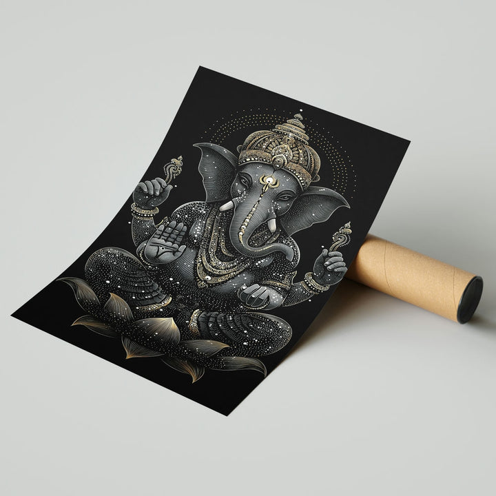 Self Adhesive Textured Vinyl Poster Divine Black Ganesha