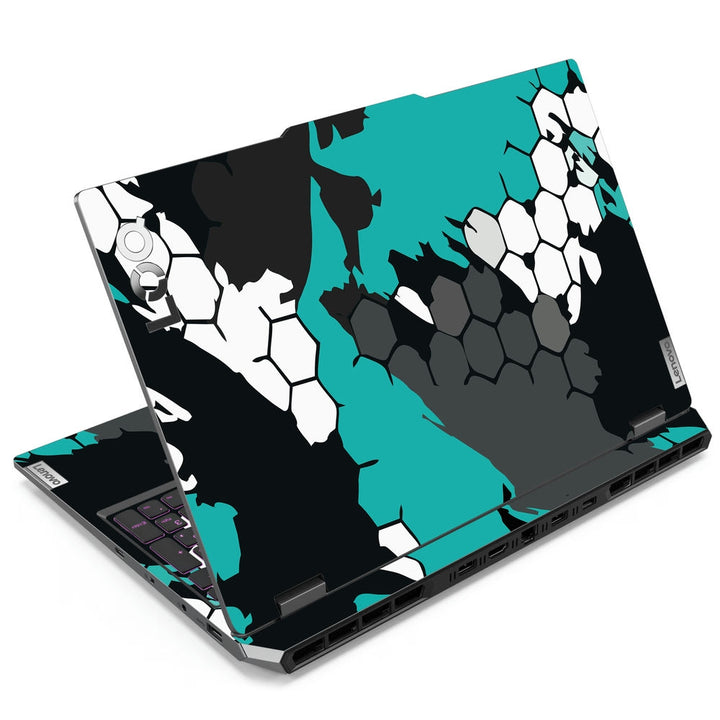 Lenovo LOQ Laptop Skin - Cyan Black Honeycomb Art