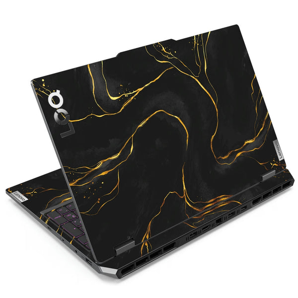 Lenovo LOQ Laptop Skin - Gold and Black Swirl Art Design