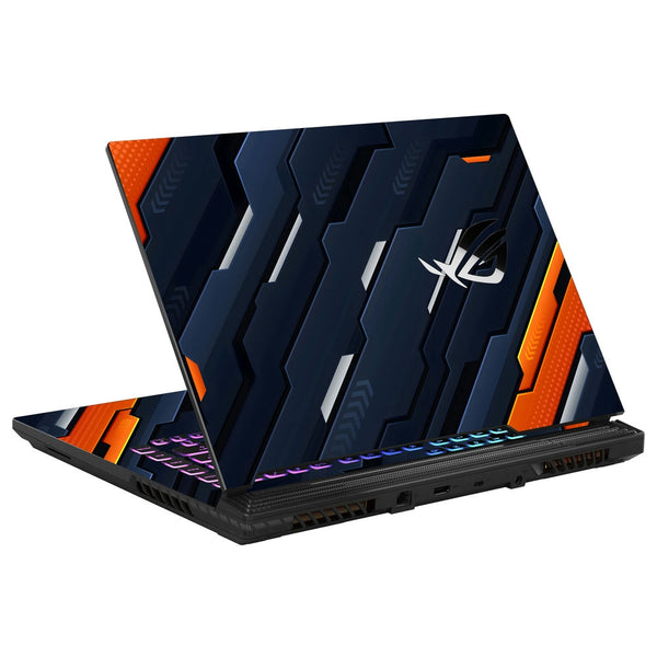 Asus Laptop Skin - Bold Orange and Navy Striped Abstract