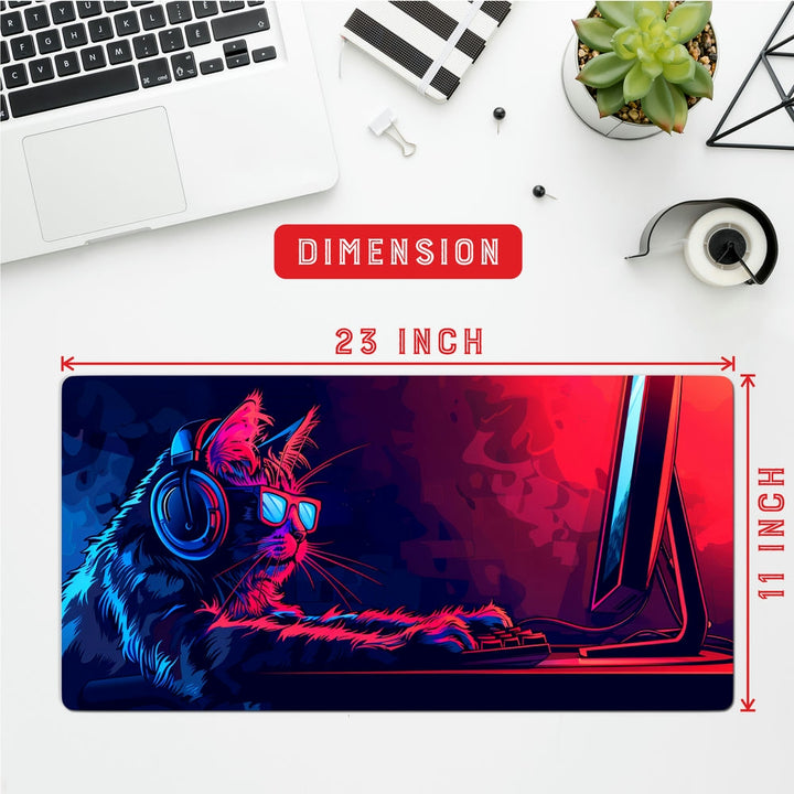 Anti-Slip Desk Mat Gaming Mouse Pad - Cyber Cat