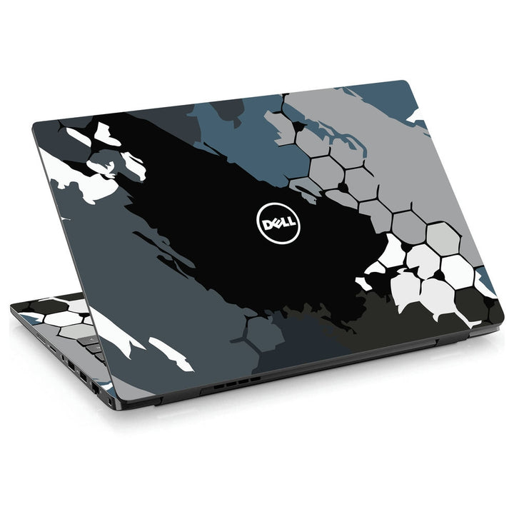 Dell Laptop Skin - Black Grey Honeycomb Art