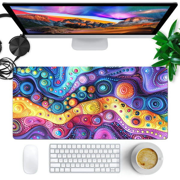 Anti-Slip Desk Mat Gaming Mouse Pad - Colorful Swirl