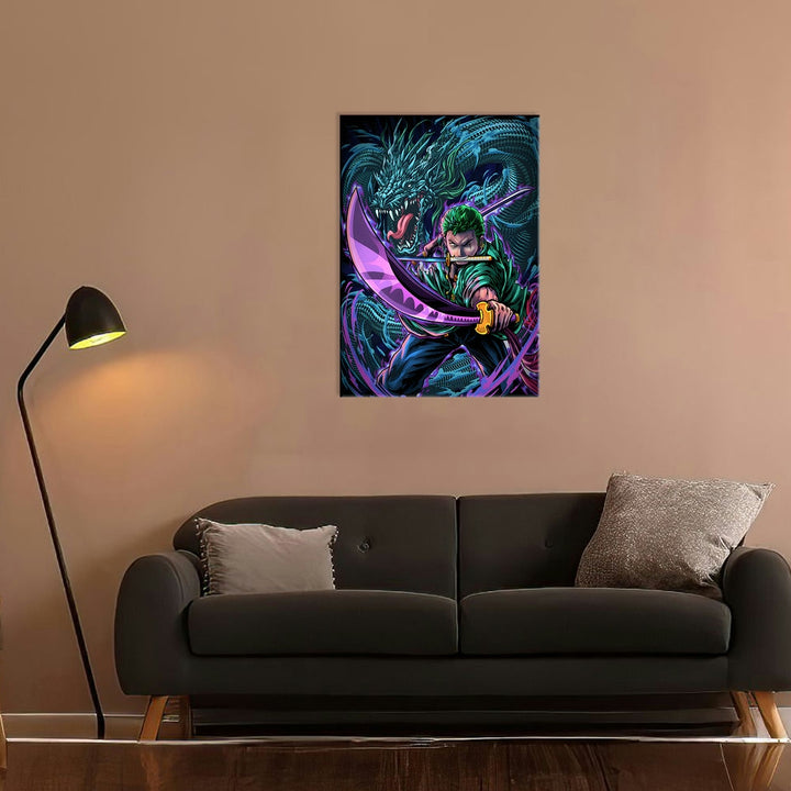 Metal Poster - Anime Roronoa Zoro Dragon twister