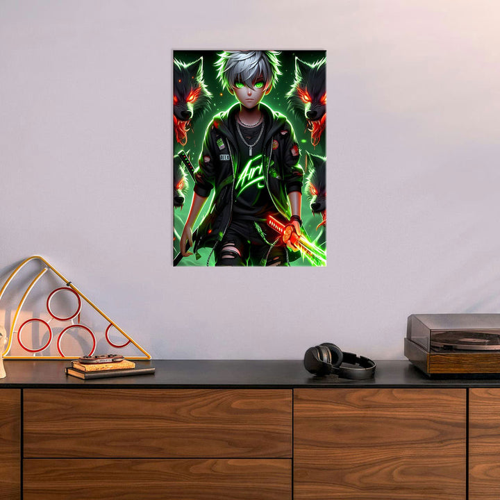 Metal Poster - Anime Green Aura Kid