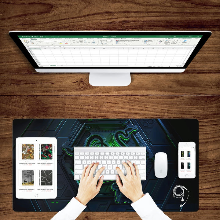 Anti-Slip Desk Mat Gaming Mouse Pad - Green Tech Design