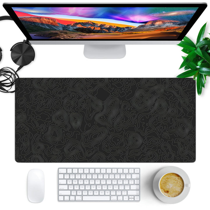 Anti-Slip Desk Mat Gaming Mouse Pad - Dark Abstract Topography