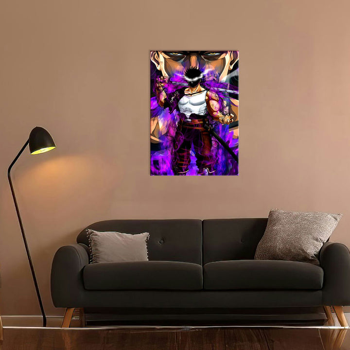 Metal Poster - Anime Purple Fighter