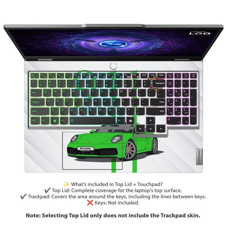 Laptop Skin - Porsche 911 Green SideStripe