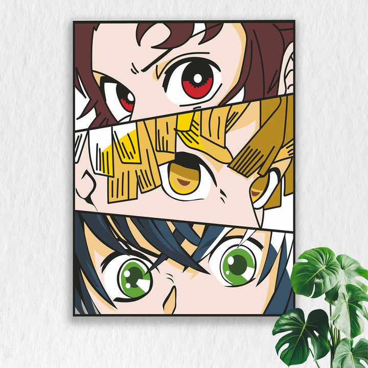 Self Adhesive Textured Vinyl Poster Anime Couple Eyes Close-up