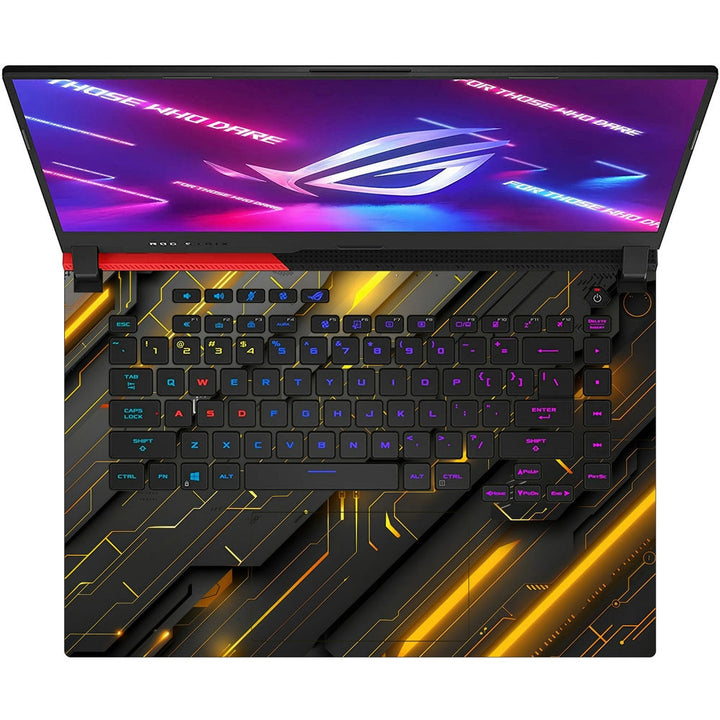 Asus Laptop Skin - Orange and Yellow Metallic Abstract