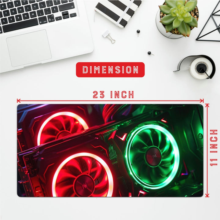 Anti-Slip Desk Mat Gaming Mouse Pad - RGB Engine Fans