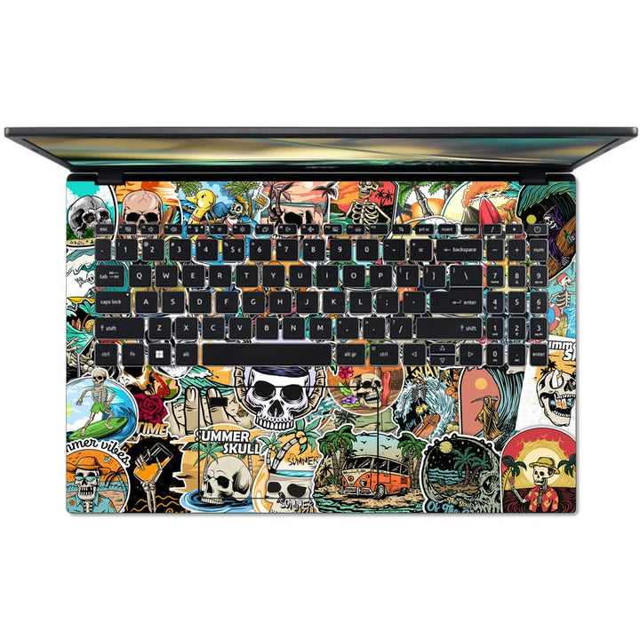 Acer Laptop Skin - Summer Skull Sticker Bomb