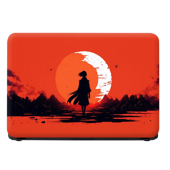 Laptop Skin - Girl Watching Full Blood Moon