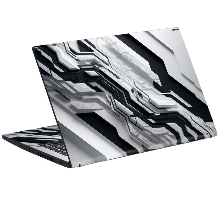 Acer Laptop Skin - Black and White Marble Swirl Pattern