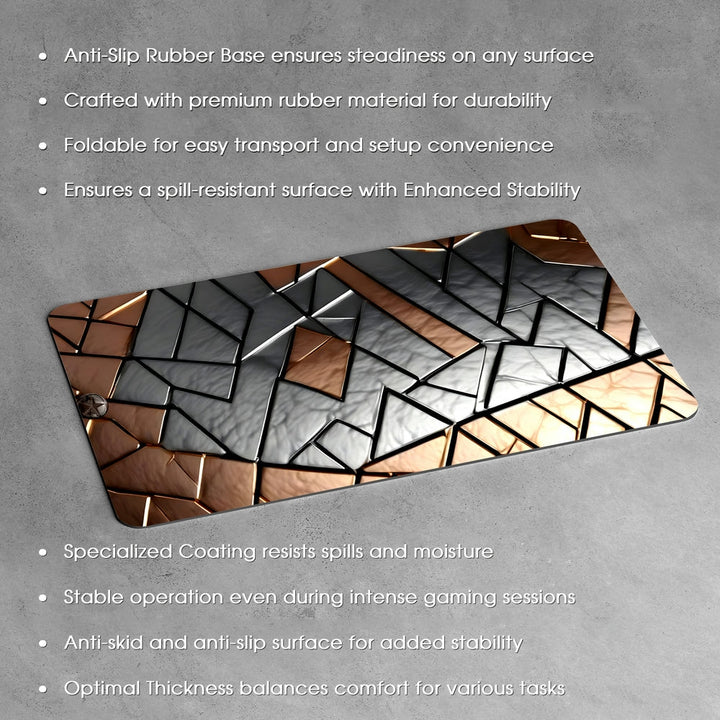 Anti-Slip Desk Mat Gaming Mouse Pad - Bronze Grid