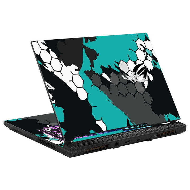 Asus Laptop Skin - Cyan Black Honeycomb Art