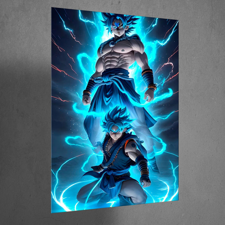 Metal Poster - Anime Goku Blue