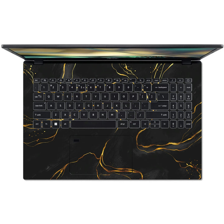 Acer Laptop Skin - Gold and Black Swirl Art Design